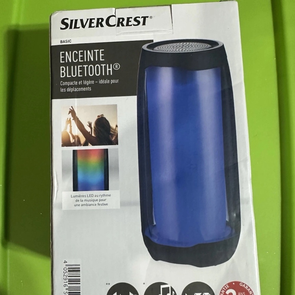 SILVER CREST Basic ENCEINTE BLUETOOTH Portable LED Colored Loud Speaker  NWT